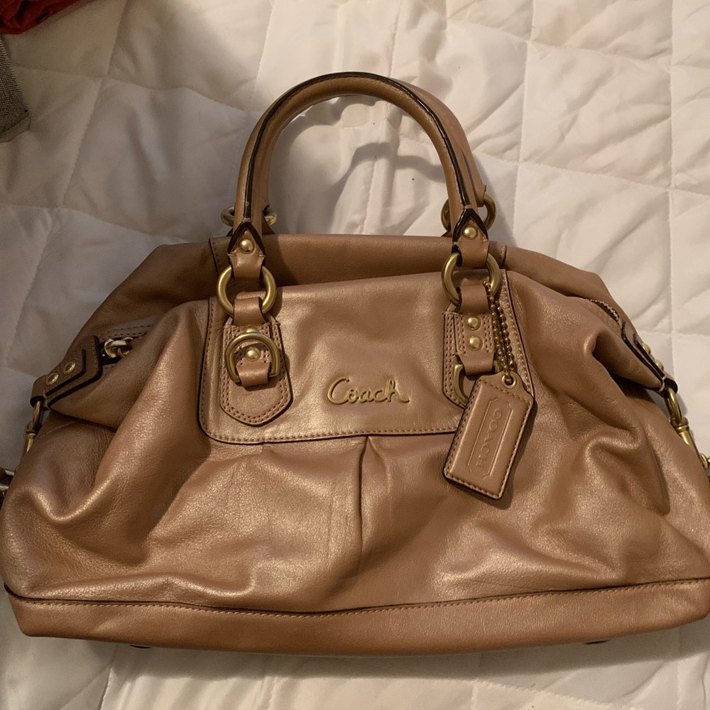 Coach Tan Leather Satchel with Double Handles